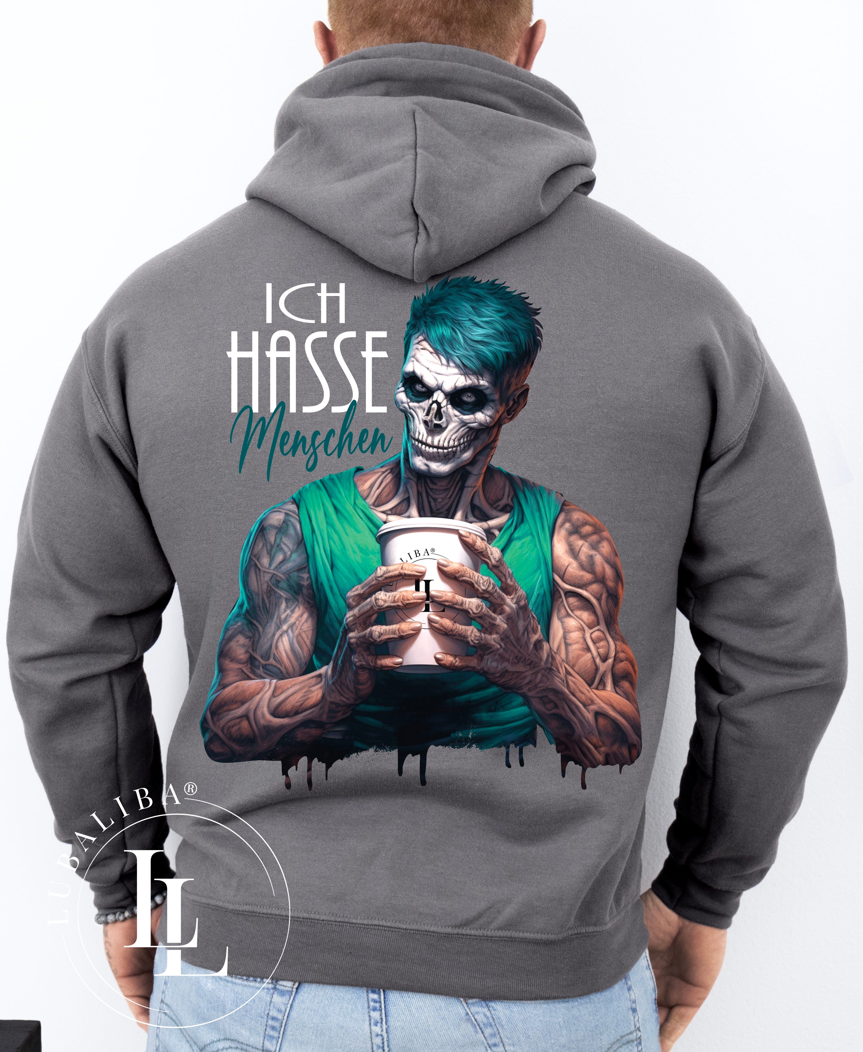 UNISEX HOODIE Grau " ICH HASSE MENSCHEN "
